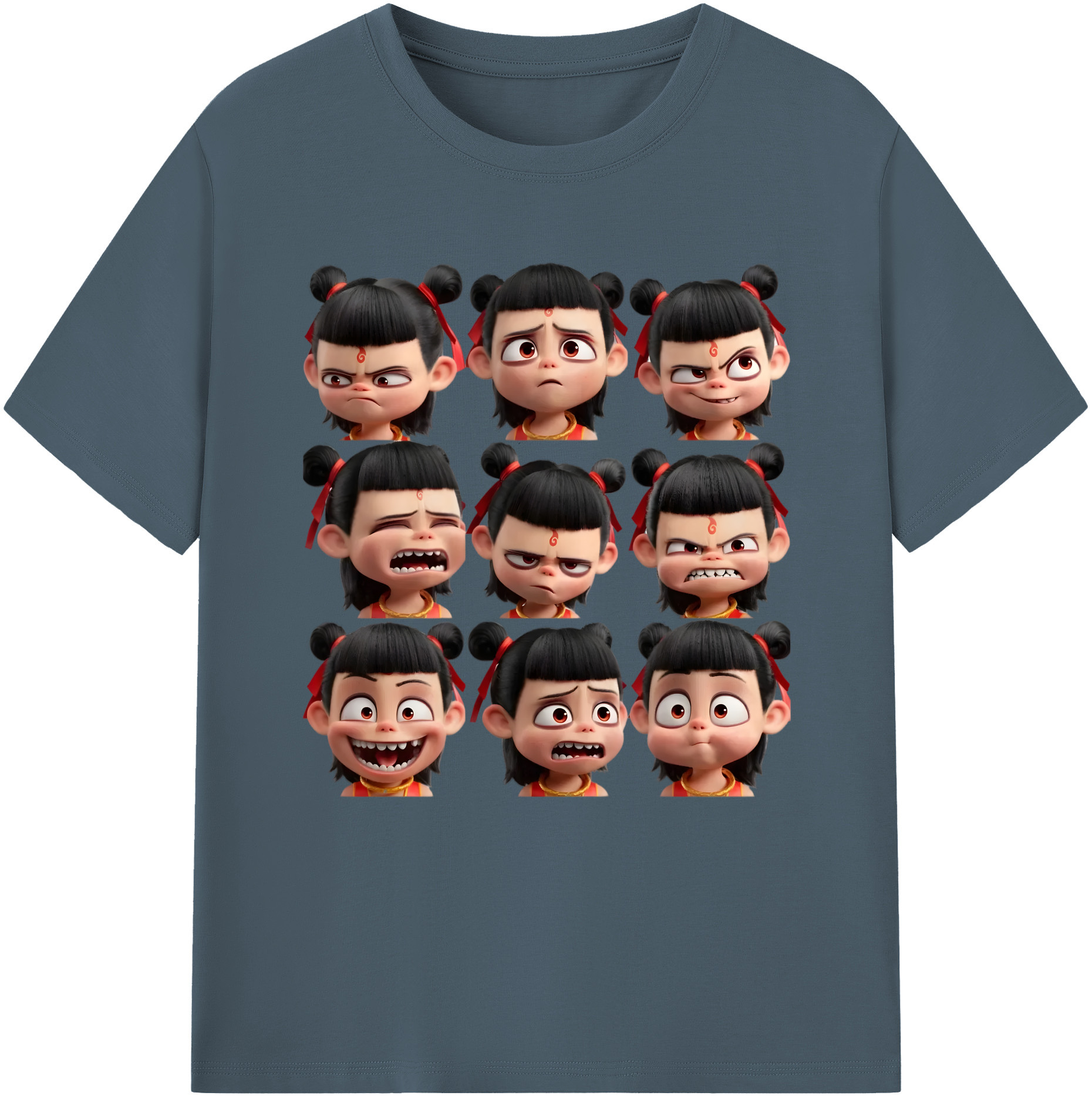 （画像用） Ne Zha 2 ナタ 魔童の大暴れ 綿100％半袖Tシャツ（フロントプリント）